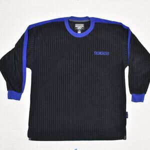 Boss By IG Designs Men Pullover Sweater Crew Neck Polyester Black Size L Y2K VTG